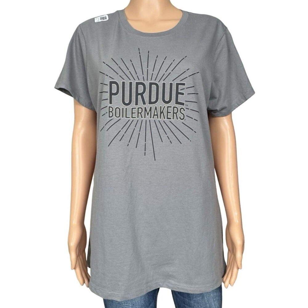 Purdue Boilermakers Womens Large Shirt Top Gray Logo Retro College Lafayette New